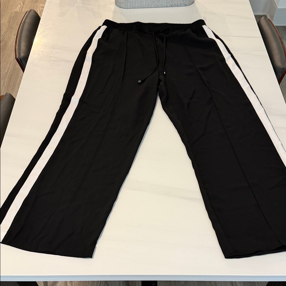 Primark Black Joggers with White Stripes